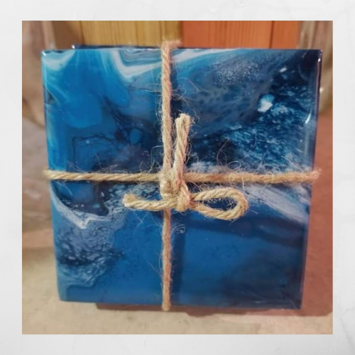 Blue & White Resin Acrylic Coasters