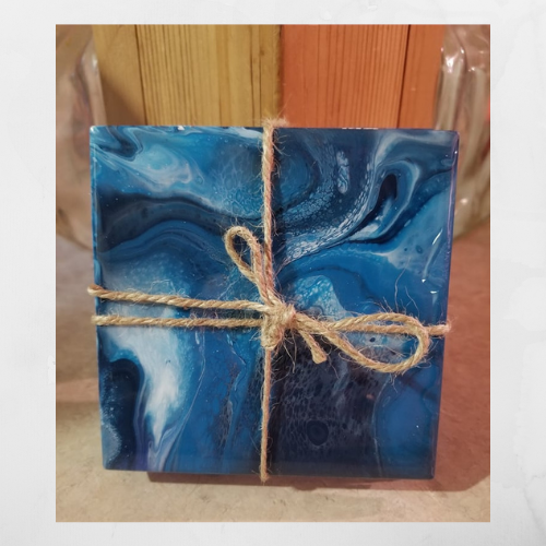 Blue & White Resin Acrylic Coasters