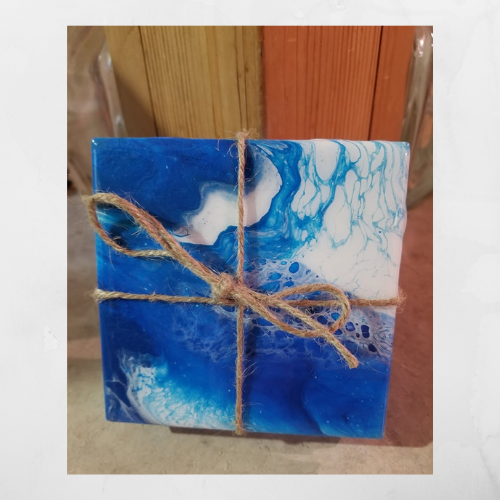 Blue & White Resin Acrylic Coasters