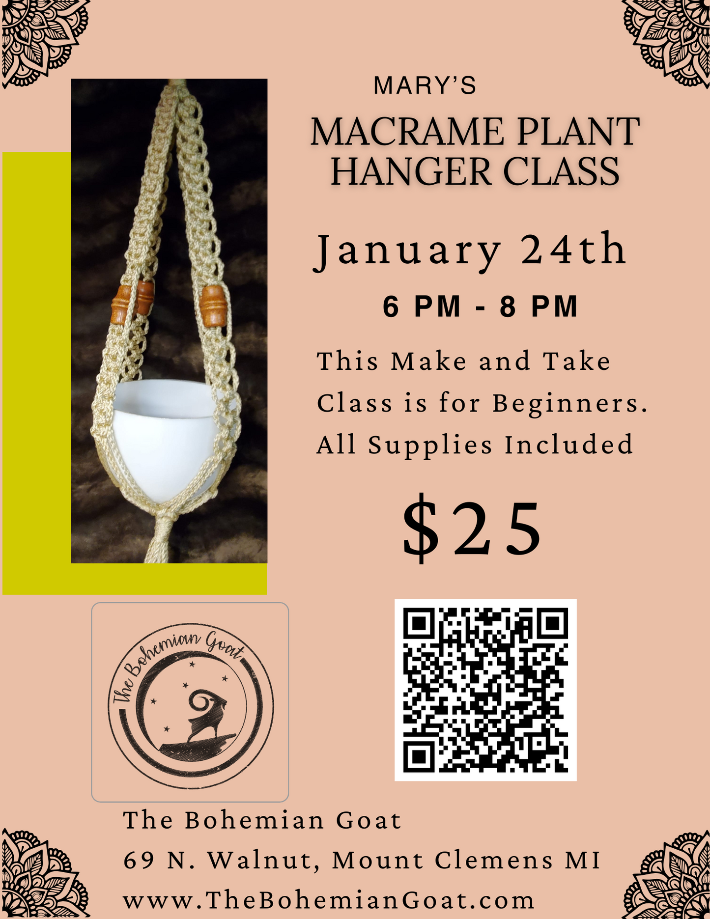 Mary's Macrame Plant Hanger Class