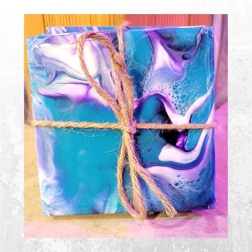 Teal & Purple Fluid Art Coasters