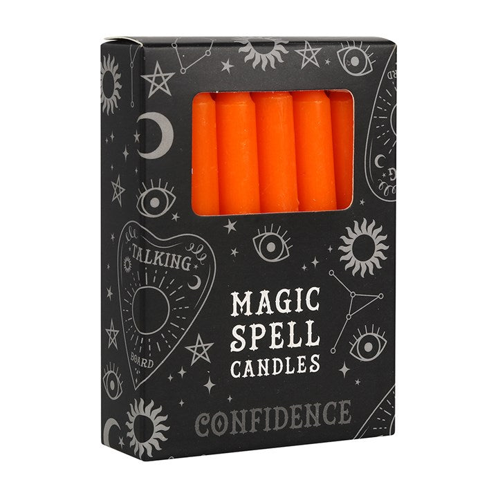 Pack of 12 Orange "Confidence" Spell Candles